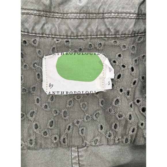 By Anthropologie Olive Green Military Jacket Women's XS Boho Button Front - Picture 6 of 10